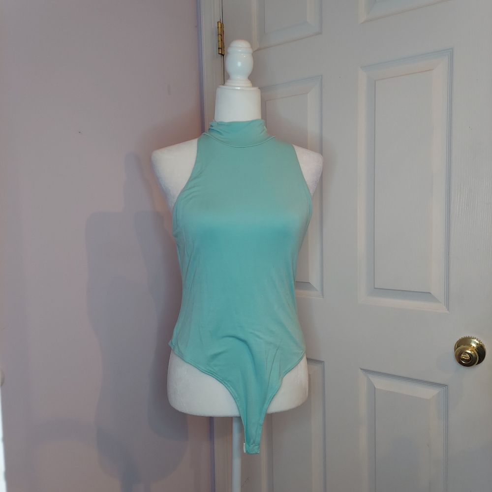 Seafoam Green Highneck Bodysuit